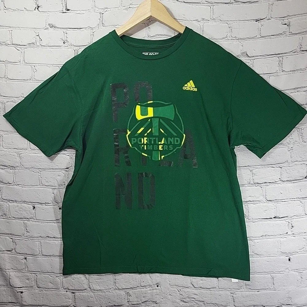 Portland Timbers Mens XL T-Shirt‎ THE GO-TO TEE Adidas Green 100% Cotton